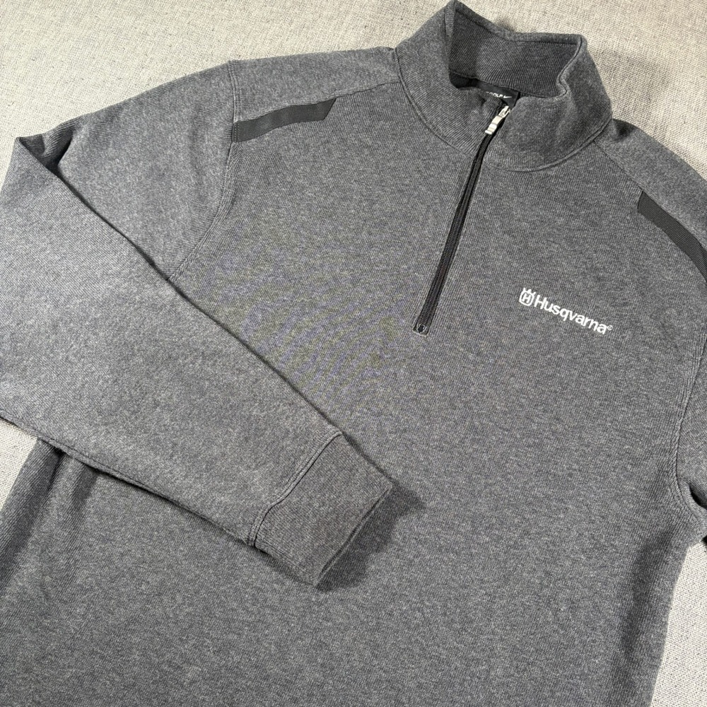 Nike Golf 1/4 Zip Pullover Mens Small‎ Gray Husqvarna Dri-FIT Mock Neck Sweater